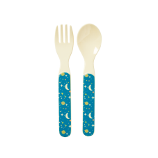 Boys Melamine Spoon & Fork Set Universe Print by Rice DK